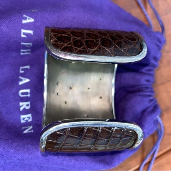 Ralph Lauren Collection * Fall '05 Crystal Logo Sterling Alligator Cuff Bracelet - Picture 11 of 16